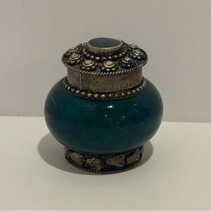 Vintage Twos & Co. Cobalt Blue & Silver Plate  Small Trinket Box